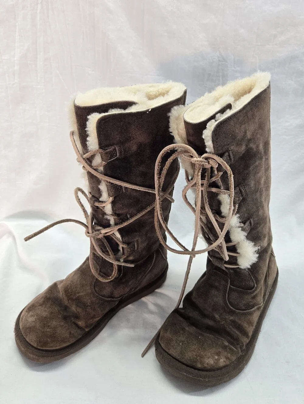 UGG Women's Size 7 Whitley Brown Suede Sheepskin Shearling Fur Boots